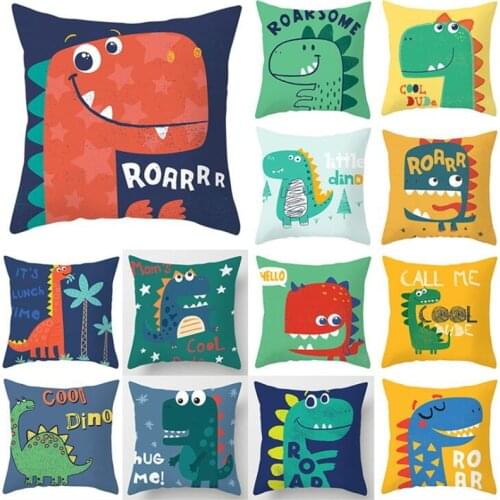 Cartoon Dinosaur Cushion Cover For Kids Room Nursery Sofa Bed Decorative Pillow Case Soft Polyester Throw Pillowcase Home Decor