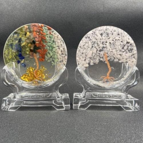 Feng Shui Home Decor Ogan Tree Life Crystal Crushed Stone Craft Amethyst Chakras Healing Absorbing Negative Energy Festival Gift