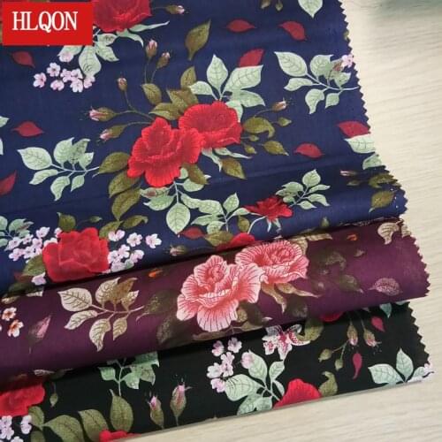 HLQON cotton printed big flower fabric used for patchwork sewing Textile women dress clothing skirt shoe by 100x150cm
