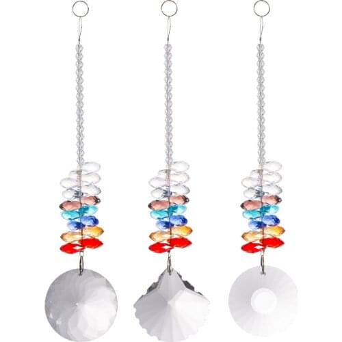 Scallop Colorful Concave Lamp Rainbow Prisms Loquat Shape Chandelier Glass Crystals Christmas Tree Pendants Suncatcher For Home