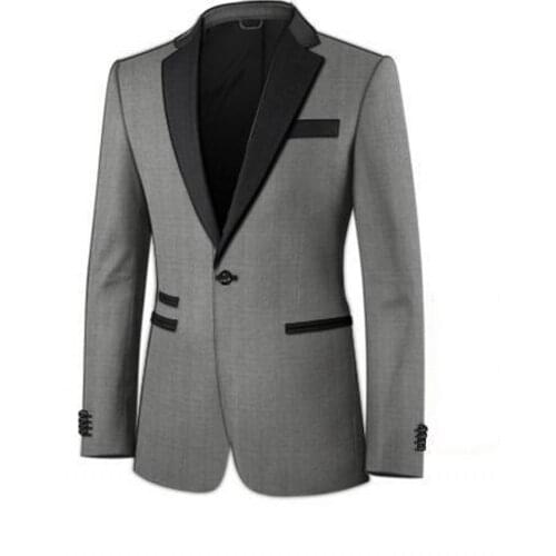 Custom Made Groomsmen Light Grey Groom Tuxedos One Button Men Suits Wedding Best Man (Jacket+Pants+Tie+Hankerchief) B864