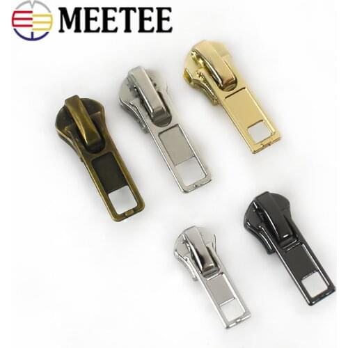 Meetee 20pcs 3# 5# Zipper Slider for Metal Zippers Retro Bronze Zip Head Puller Kit DIY Jackets Zips Repair Sewing Accessories