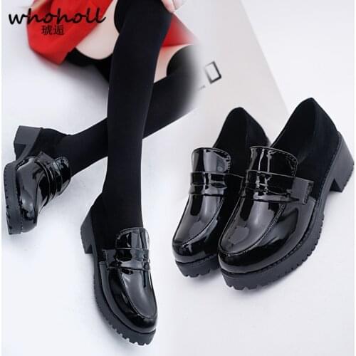 Cute Lolita Girl Women Maid Boots Shoes Round Toe Leather Shoes Japanese JK High School Uniform Kawaii Anime Cosplay