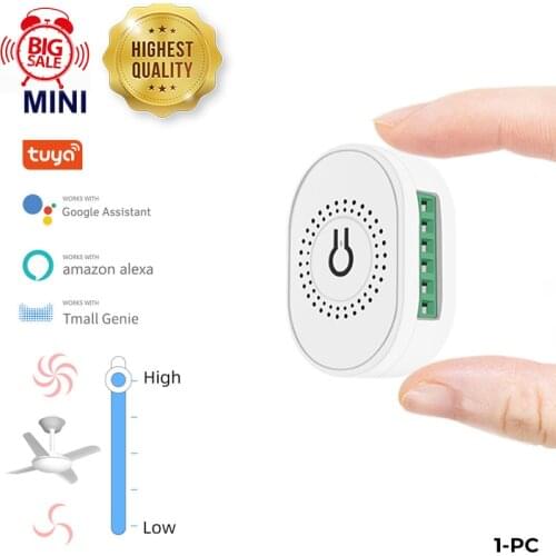 Tuya Wifi Mini DIY Smart Fan Speed Switch Ceiling Fan Controller Fan Switch Smart Life APP Control Remote Control Work With Alex