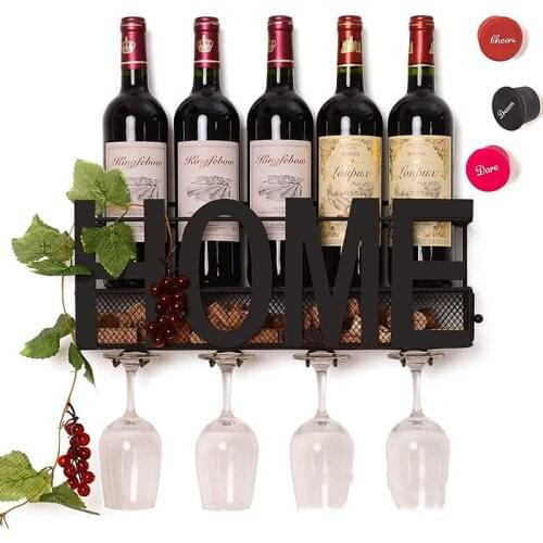 Wall Mounted Wine Rack Wine Bottle Holder Metal Shelf Glasses Goblet Holder Home Bar Decoration Storage Rack Wine Rack Stand