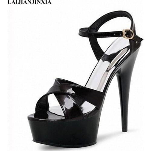 LAIJIANJINXIA New Sexy 15 CM High-Heeled Sandals Nightclub Show 5CM Platform Pole Dancing Shoes Model High Heels Womens Shoes