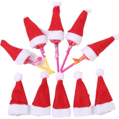 Christmas Decoration Lollipop Mini Christmas Hat Xmas 2022 New Year Christmas Gift Kids Merry Christmas 10/30/50pcs Navidad 2021
