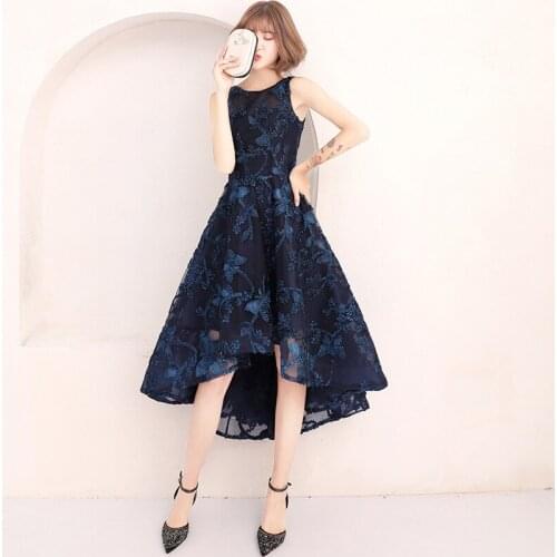 Special Occasion Dresses Empire Sleeveless O-Neck Elegant Ruched A-Line Appliques Knee-Length Zipper Back Lady Prom Gown E1094