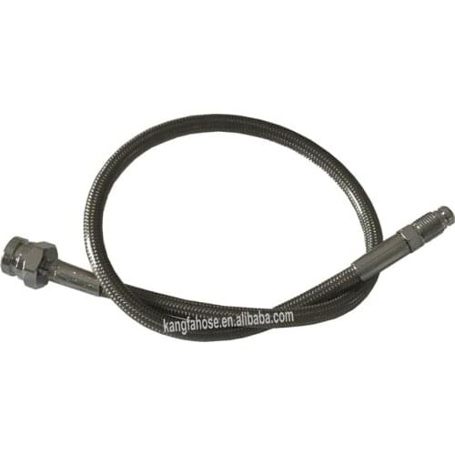 PU Covered Motorcycle Brake Oil Hose Line Stainless Steel Braided PTFE Pipe With Hexagonal Joint And Outer Filament