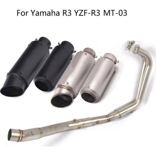 Full Exhaust System for Yamaha R3 R25 YZF-R3 MT-03 Motorcycle Exhaust Pipe Header Mid Link Pipe Slip On 51mm Muffler Escape Pipe