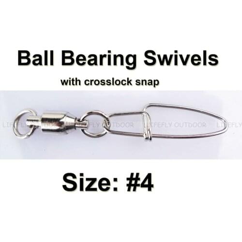 Size 4 / 20 Ball Bearing Swivels With Crosslock Snap, Stainless Steel, Game Sport Fishing