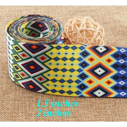1.5"/2" Blue Webbing Belt Purse Ethnic Geometric Pattern Webbing Purse Bag Woven Belt Lanyard handles woven purse strap 38mm50mm
