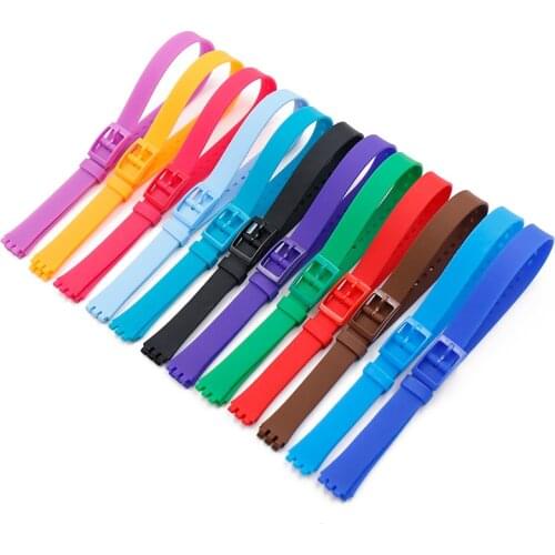 Pin buckle 12mm silicone strap womens watch accessories for Swatch LW143 LB131 LB170 LS115 long childrens strap Watch band