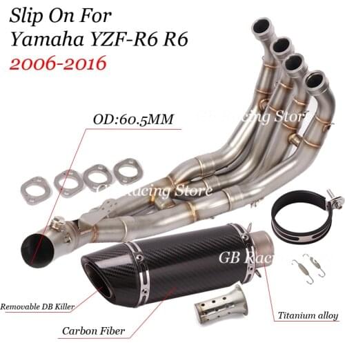 Slip On For Yamaha R6 YZF-R6 2006-2016 Motorcycle Exhaust Full Systems Pipe Exhaust Escape Moto Front Link Pipe Titanium alloy