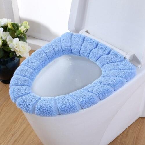 Bathroom Toilet Seat Closestool Washable Soft Winter Warmer Mat Pad Cushion O-shape Toilet seat Bidet Covers Random Color