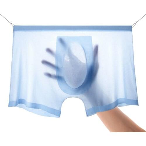 2019 Summer Ice Silk Mesh Solid Man Underwear Seamless Thin Breathable Soft Male Boxers Sexy Transparent Mens Underpants
