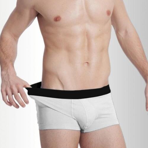 4Pcs/Set Men Solid Color Elastic Waistband Low Rise Boxers Cotton Underpants трусы мужские