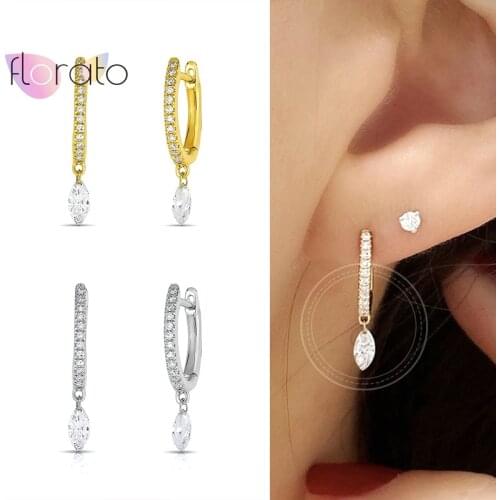 925 Sterling Silver Ear Buckle Crystal Earrings for Women Oval Shape Cubic Zirconia Hoop Earrings Fashion Party Jewelry Gift