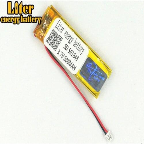 1.25MM 2pin connector 3.7 V 501646 500mah MP3 MP4 MP5 small toys lipo battery rechargeable li-ion battery