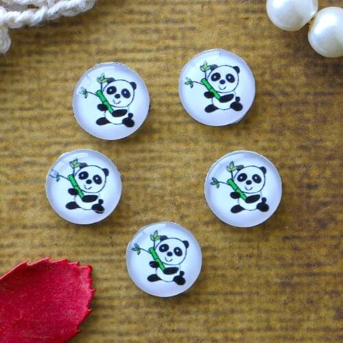 12mm 25mm 14mm 16mm 18mm 20mm Photo Glass Cabochons Round Cameo Set Handmade Settings Panda 06