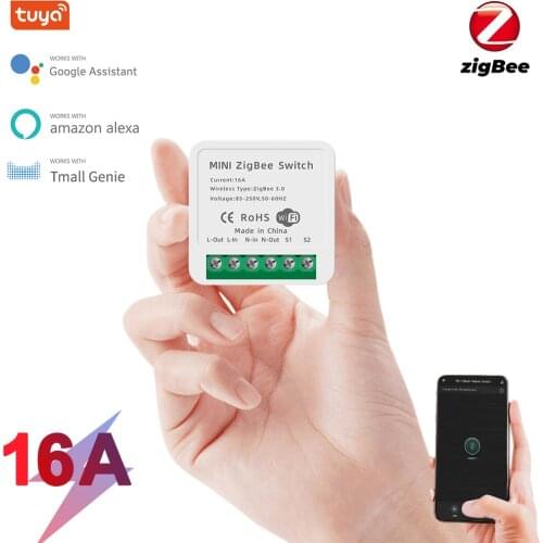 16A Tuya ZigBee 3.0 Smart Switch, Smart Home Automation DIY Module Breaker Support 2 Way Control, Works with Alexa Google Home