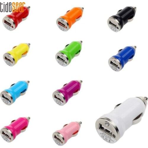 Mini Pocket Size Bullet Single USB Car Charger Adapter Sockets 5V 1A Universal For Mobile Phones GPS Tablet PC 2000pcs