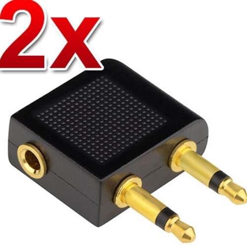 2X Airplane/Airline/Air Plane Travel Headphone/Earphone Jack Audio adaptor 3.5mm new