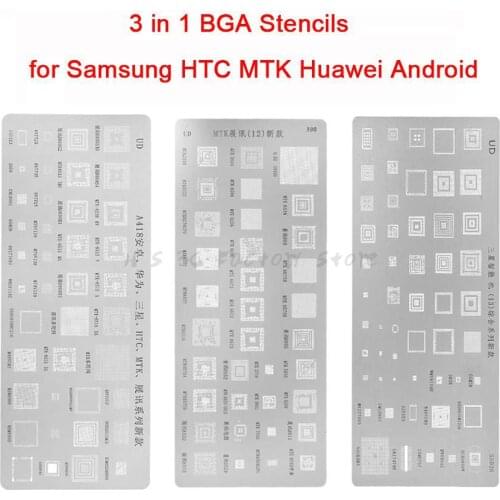 3pcs/set Universal BGA Reballing Stencils for MTK Samsung HTC Huawei Android Cellphone Directly Heating