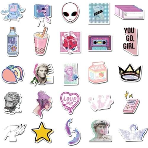 50pcs Art Style Sticker For Laptop Skateboard Luggage Refrigerator Notebook Decals Cartoon Waterproof Cute Graffiti Stickers