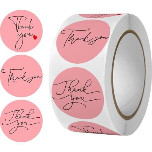 500pcs Pink Thank You Sticker Roll For Business, Thank You Labels For Gifts Bags, Envelopes,bubble Mailers Birthday Party Favors