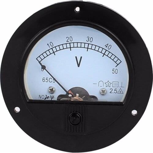 65C5 DC 0-50V Round Panel Meter Gauge Current Analogue Analog Ammeter Diameter 90MM