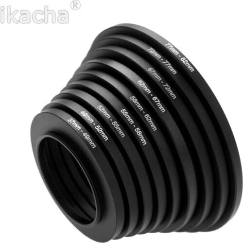 8pcs 49-52 52-55 55-58 58-62 62-67 67-72 72-77 77-82mm Metal Camera Lens Filter Adapter Ring Thread Male to Female Step Up