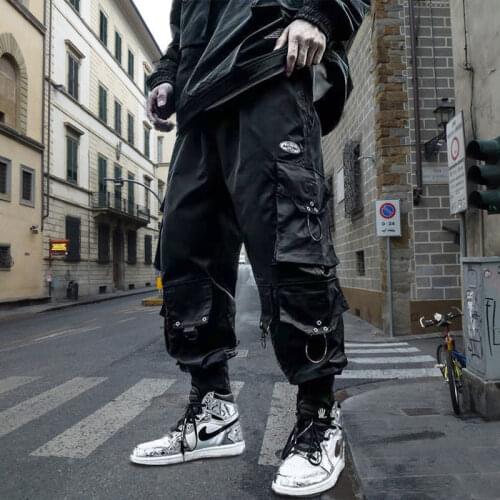 Streetwear Cargo Pants Men Joggers Fashion Techwear Black Hip Hop Ankle Length Trousers Sport Casual