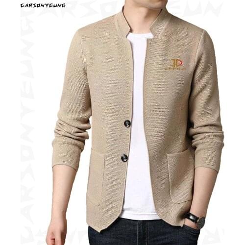 CARSONYEUNG Knitwear Mens Sweater Cardigan Coat Young Casual Mens Clothing Korean Slim Fashion Male Sweater Jackets Overcoats