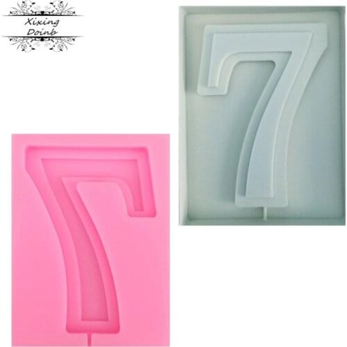 DIY digital 7-shape silicone mold chocolate fudge silicone mold lollipop cake inserting tool cake decoration