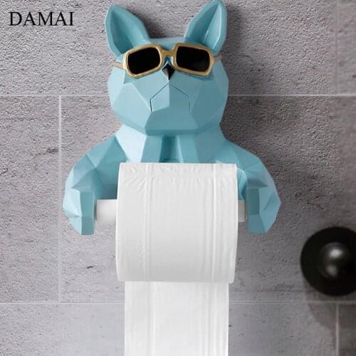 Dog Decorative Toilet Paper Holder Animal Resin Rolling Tissue Dispenser Bathroom Dectorstions Towel Holder Restroom Organizer
