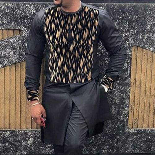 2021 New Mens Printed T-shirt Fashion Round Neck Long Sleeve Pullover Man Casual T Shirt 3XL Tops For Male Spring Fashion Tee