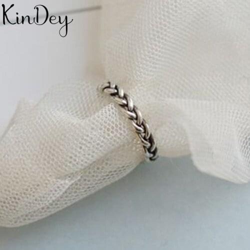 Personality Punk Vintage Twist Chains Rings For Women Men Resizable Size Rings Fashion Trendy Boho Jewelry