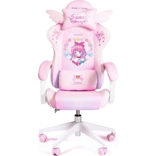 2021 New Lovely pink Maiden computer chair students dormitory gaming chair silla girl ESports chair Anchor Live Rotating Chair