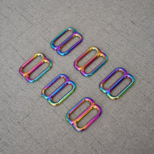 Colourful 20mm Metal Accessories DIY Shoulder Leather Bag Strap Belt Web Rectangle Adjust Buckle Slider 20BXK-c