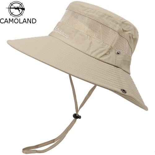 Summer Sun Hat Bucket Men Women Boonie Hat Quick Dry Outdoor UV Protection Hiking Fishing Mesh Breathable Panama Hat UPF50