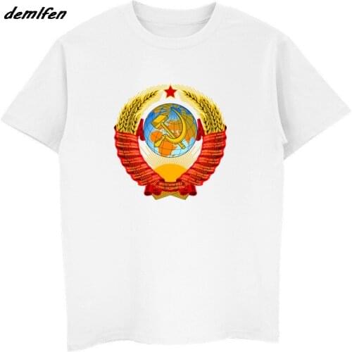 Fashion T-shirts Unique CCCP Russian T-Shirt USSR Soviet Union KGB Moscow New Russia T Shirt Hip Hop Tees Tops Streetwear