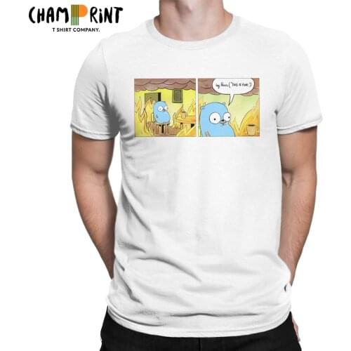 This Is Fine Cartoon Comic T Shirt Men Cotton Casual T-Shirt O Neck Golang Tee Shirt Short Sleeve Tops 6XL