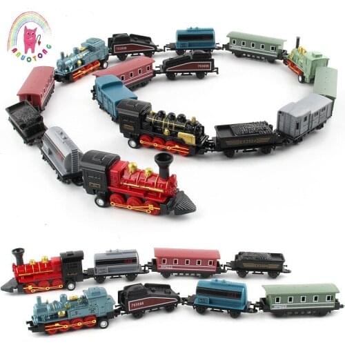 New Alloy Diecasting retro steam Simulated Joint train model set back toy car 1:60 Classical Train Model Toy For Children gift
