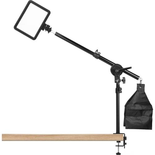32W Dimmable LED Video Light Panel 60cm Table Desk Clamp Mount Studio Photo Telescopic Boom Arm Sandbag for Live Streaming Video