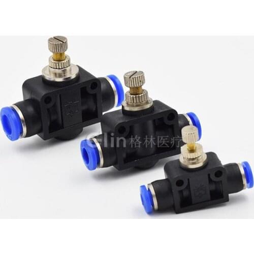 5pcs Quick Fitting 4/6/8/10/12mm Push In Pneumatic Quick Fitting with Speed Controller Valve/NSF-4/6/8/10/12 BLUE