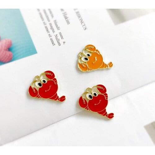 10pcs/pack Lobster Enamel Charms Metal Pendant Earring DIY Fashion Zinc Alloy Charms for Jewelry Making Golden Color