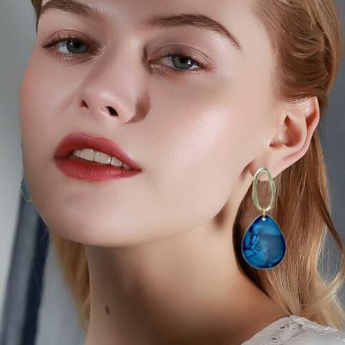 LEKANI Earrings For Women Copper Blue Water Drop Cubic Zircon Earring Engagement Jewelry Recommend Romantic Fashion Jewelry