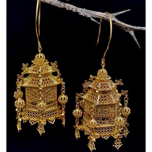UBESTNICE Handmade Vintage Hollow Palace S925 Sterling Silver Traditional Filigree Craft Fine Jewelry Drop Earrings For Women