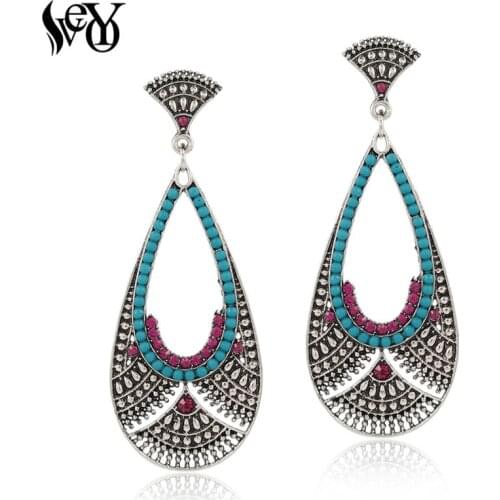 VEYO Viking Long Dangle Earrings for Women Rhinestone Vintage Earings fashion jewelry Bijoux femme